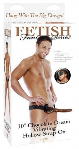 Fetish Fantasy 10"Chocolate Dream Vibrating Hollow Strap-On