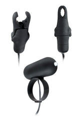 Fetish Fantasy Vibrating Cockring with Nipple Clamps